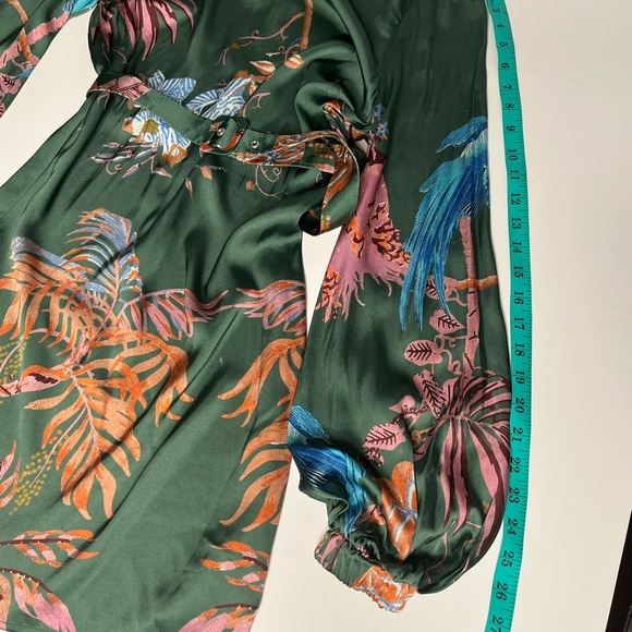 Caballero Floral Green Satin Dress - Picture 11 of 15